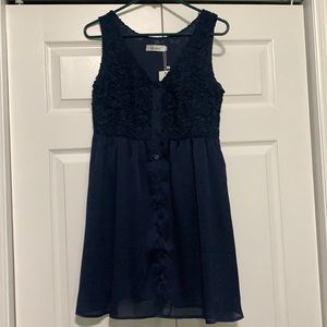 NWT Belinda size small navy blue eyelet dress spring summer casual sundress